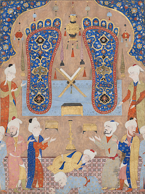 Titelgebendes Bild: «Szene in einer Moschee», aus dem «Fālnāma» von Schah Tahmasp I., Iran, 1550/1560. © MAH Musée d’art, et d’histoire, Ville de Genève, Legs Jean Pozzi