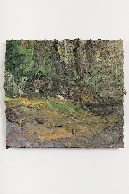 Giampaolo Russo, Landschaft Südstrasse, Winter, 2021, 42.5 x 46 cm, Öl auf Leinwand