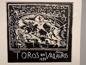 Pablo PicassooToros en Vallauris 1954, 1954 Linoleum cut75.6 × 95.4 cmInv. no. 1093.291Graphische Sammlung ETH ZürichDepositum Gottfried Keller-Stiftung, Schenkung Bloch,Accessed 1972; © Succession Picasso / 2025, ProLitteris,Zurich
