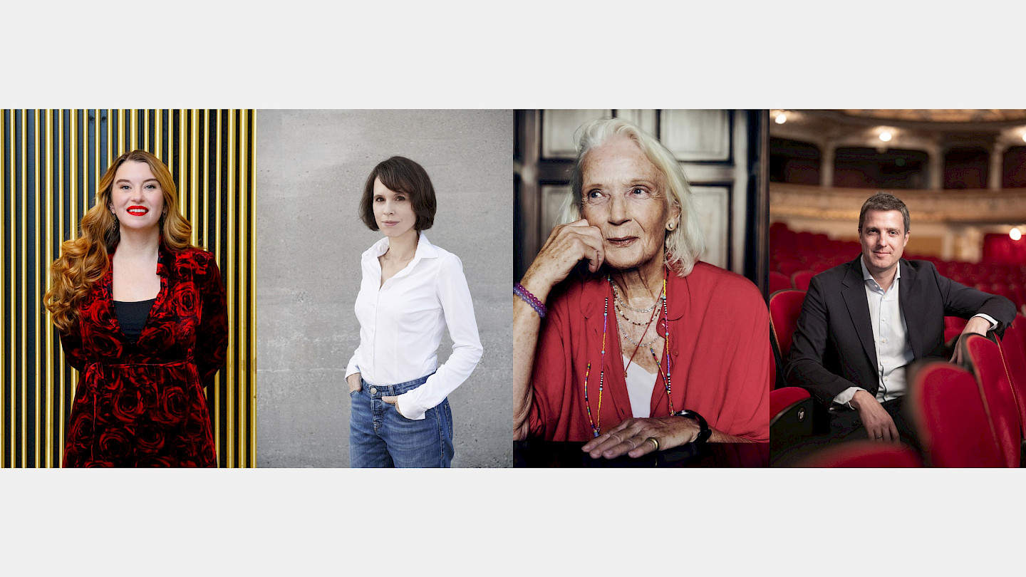 Bildcredit: Ann Demeester © Franca Candrian, Kunsthaus Zürich; Barbara Bleisch © Mirjam Kluka; Gabriele von Arnim © Paulina Hildesheim; Matthias Schulz © Opernhaus Zürich, Gaetan Bally.